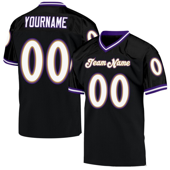 Custom Black White-Purple Mesh Authentic Throwback Football Jersey Custom Black White-Purple Mesh Authentic Throwback Football Jersey