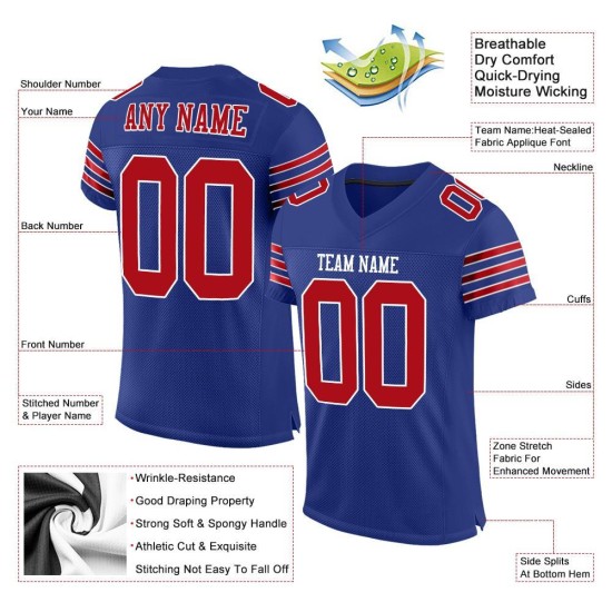 Custom Royal Red-White Mesh Authentic Football Jersey Custom Royal Red-White Mesh Authentic Football Jersey