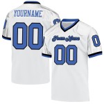 Custom White Blue-Black Mesh Authentic Throwback Football Jersey Custom White Blue-Black Mesh Authentic Throwback Football Jersey