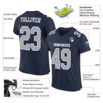 Custom Navy Gray-White Mesh Authentic Football Jersey Custom Navy Gray-White Mesh Authentic Football Jersey