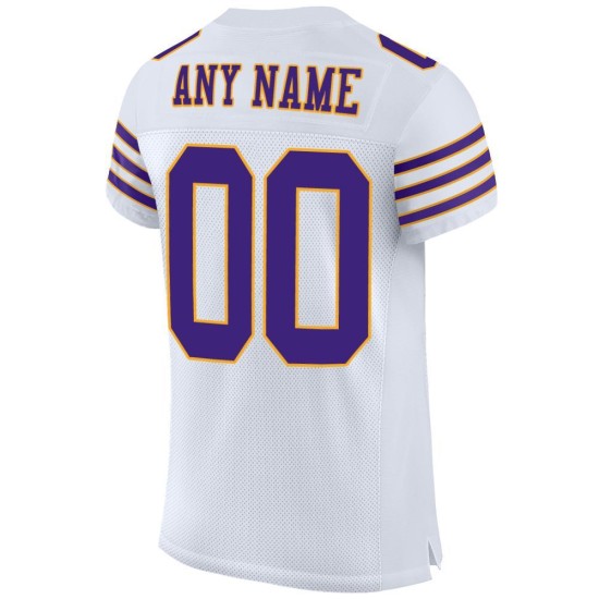 Custom White Purple-Gold Mesh Authentic Football Jersey Custom White Purple-Gold Mesh Authentic Football Jersey