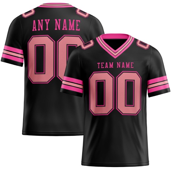 Custom Black Medium Pink-Pink Mesh Authentic Football Jersey Custom Black Medium Pink-Pink Mesh Authentic Football Jersey