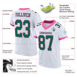 Custom White Kelly Green-Pink Mesh Authentic Football Jersey Custom White Kelly Green-Pink Mesh Authentic Football Jersey