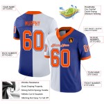 Custom Royal Orange-White Mesh Split Fashion Football Jersey Custom Royal Orange-White Mesh Split Fashion Football Jersey