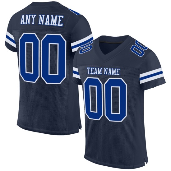 Custom Navy Royal-White Mesh Authentic Football Jersey Custom Navy Royal-White Mesh Authentic Football Jersey