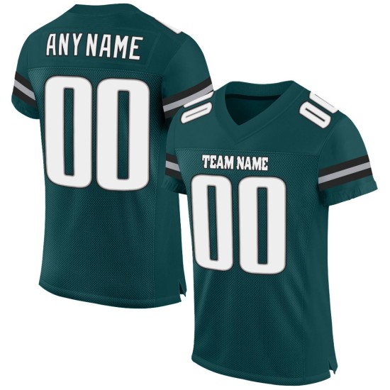 Custom Midnight Green White-Gray Mesh Authentic Football Jersey Custom Midnight Green White-Gray Mesh Authentic Football Jersey