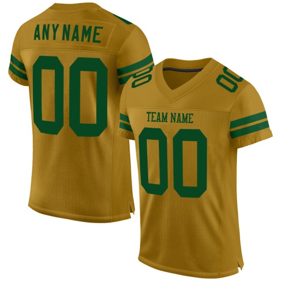 Custom Old Gold Green Mesh Authentic Football Jersey Custom Old Gold Green Mesh Authentic Football Jersey