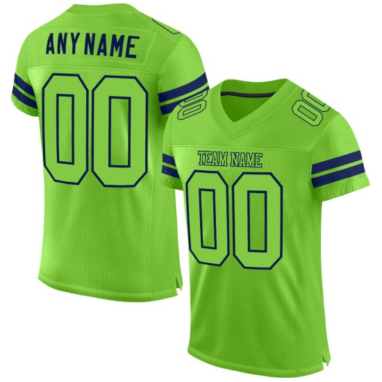 Custom Neon Green Neon Green-Navy Mesh Authentic Football Jersey Custom Neon Green Neon Green-Navy Mesh Authentic Football Jersey