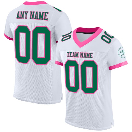 Custom White Kelly Green-Pink Mesh Authentic Football Jersey Custom White Kelly Green-Pink Mesh Authentic Football Jersey