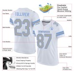 Custom White Gray-Light Blue Mesh Authentic Football Jersey Custom White Gray-Light Blue Mesh Authentic Football Jersey