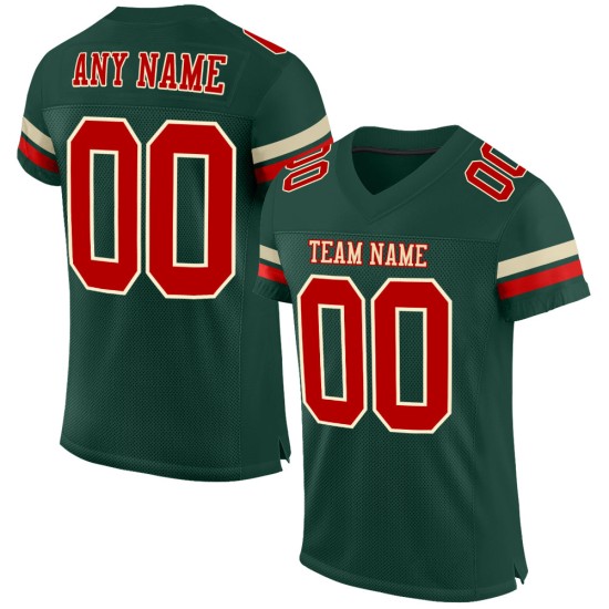 Custom Green Red-Cream Mesh Authentic Football Jersey Custom Green Red-Cream Mesh Authentic Football Jersey