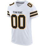 Custom White Black-Gold Mesh Authentic Football Jersey Custom White Black-Gold Mesh Authentic Football Jersey