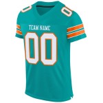 Custom Aqua White-Orange Mesh Authentic Football Jersey Custom Aqua White-Orange Mesh Authentic Football Jersey