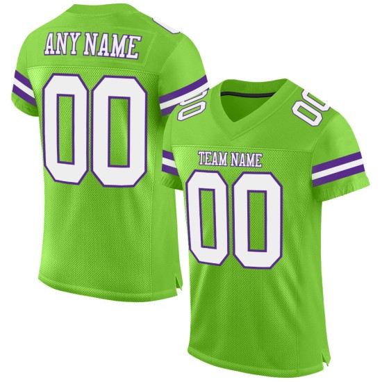 Custom Neon Green White-Purple Mesh Authentic Football Jersey Custom Neon Green White-Purple Mesh Authentic Football Jersey