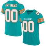Custom Aqua White-Orange Mesh Authentic Football Jersey Custom Aqua White-Orange Mesh Authentic Football Jersey