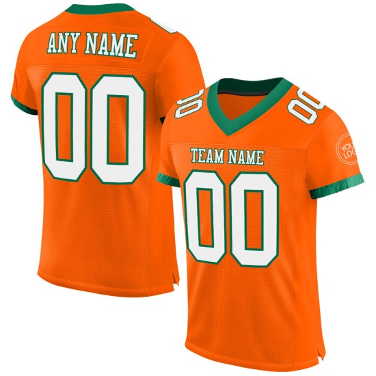 Custom Orange White-Kelly Green Mesh Authentic Football Jersey Custom Orange White-Kelly Green Mesh Authentic Football Jersey