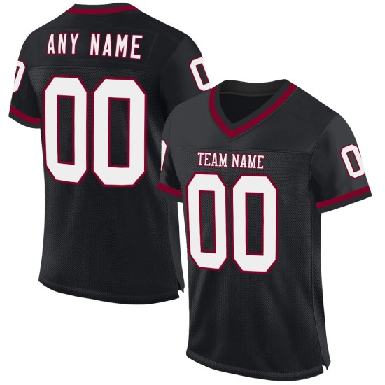 Custom Black White-Maroon Mesh Authentic Throwback Football Jersey Custom Black White-Maroon Mesh Authentic Throwback Football Jersey