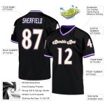 Custom Black White-Purple Mesh Authentic Throwback Football Jersey Custom Black White-Purple Mesh Authentic Throwback Football Jersey