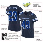 Custom Navy Royal-White Mesh Authentic Football Jersey Custom Navy Royal-White Mesh Authentic Football Jersey