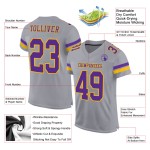 Custom Gray Purple-Gold Mesh Authentic Football Jersey Custom Gray Purple-Gold Mesh Authentic Football Jersey