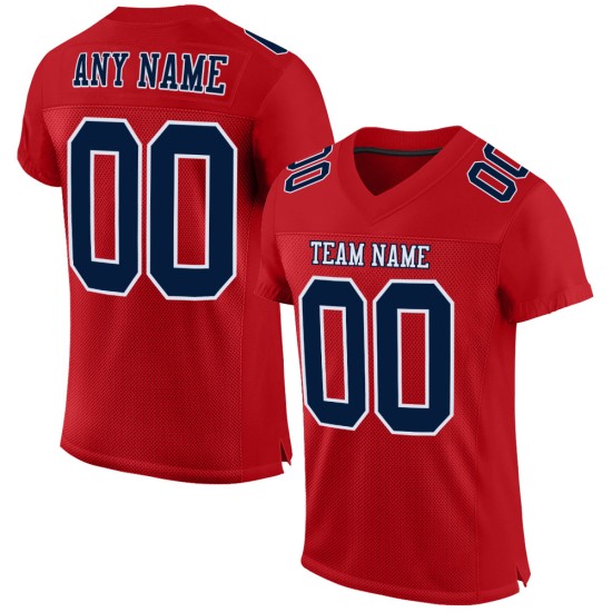 Custom Red Navy-White Mesh Authentic Football Jersey Custom Red Navy-White Mesh Authentic Football Jersey
