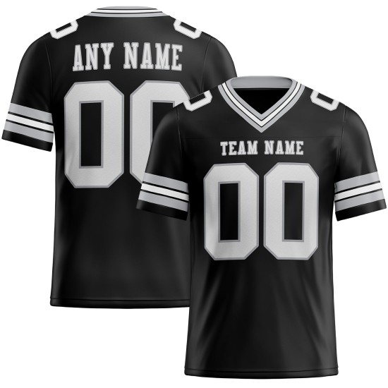Custom Black White-Gray Mesh Authentic Football Jersey Custom Black White-Gray Mesh Authentic Football Jersey