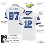 Custom White Blue-Black Mesh Authentic Throwback Football Jersey Custom White Blue-Black Mesh Authentic Throwback Football Jersey