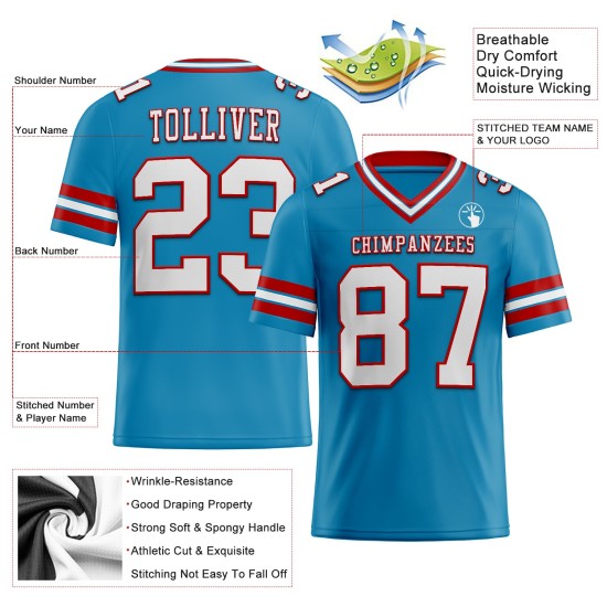 Custom Panther Blue White-Red Mesh Authentic Football Jersey Custom Panther Blue White-Red Mesh Authentic Football Jersey