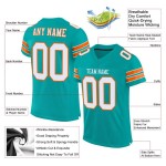 Custom Aqua White-Orange Mesh Authentic Football Jersey Custom Aqua White-Orange Mesh Authentic Football Jersey