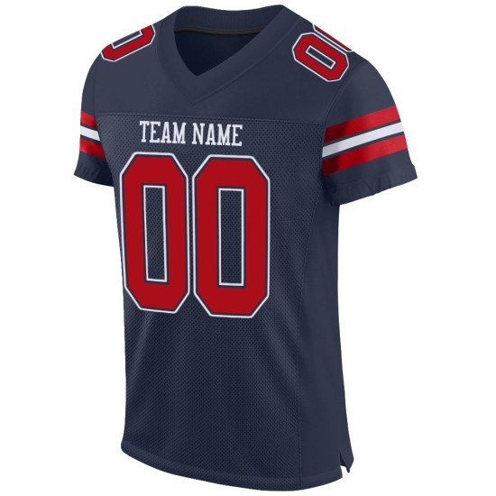 Custom Navy Red-White Mesh Authentic Football Jersey Custom Navy Red-White Mesh Authentic Football Jersey