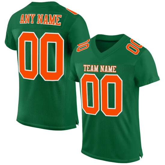 Custom Kelly Green Orange-White Mesh Authentic Football Jersey Custom Kelly Green Orange-White Mesh Authentic Football Jersey