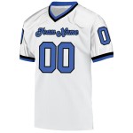 Custom White Blue-Black Mesh Authentic Throwback Football Jersey Custom White Blue-Black Mesh Authentic Throwback Football Jersey