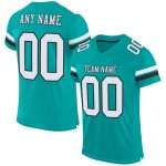 Custom Aqua White-Black Mesh Authentic Football Jersey Custom Aqua White-Black Mesh Authentic Football Jersey