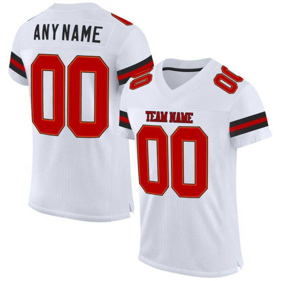 Custom White Red-Black Mesh Authentic Football Jersey Custom White Red-Black Mesh Authentic Football Jersey
