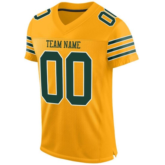 Custom Gold Green-White Mesh Authentic Football Jersey Custom Gold Green-White Mesh Authentic Football Jersey