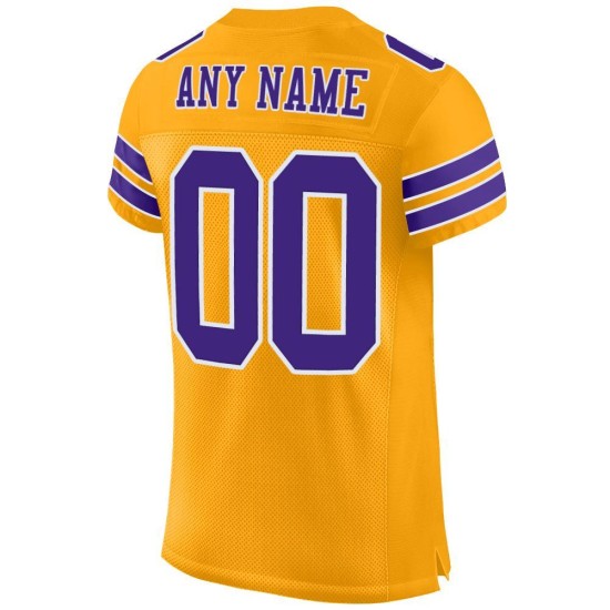 Custom Gold Purple-White Mesh Authentic Football Jersey Custom Gold Purple-White Mesh Authentic Football Jersey