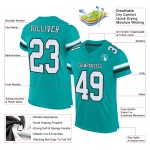 Custom Aqua White-Black Mesh Authentic Football Jersey Custom Aqua White-Black Mesh Authentic Football Jersey