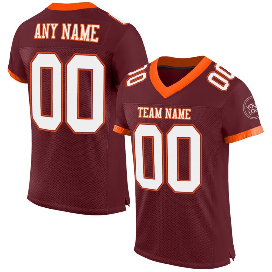 Custom Burgundy White-Orange Mesh Authentic Football Jersey Custom Burgundy White-Orange Mesh Authentic Football Jersey