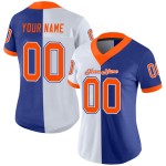 Custom Royal Orange-White Mesh Split Fashion Football Jersey Custom Royal Orange-White Mesh Split Fashion Football Jersey