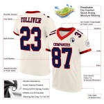 Custom Cream Navy-Red Mesh Authentic Football Jersey Custom Cream Navy-Red Mesh Authentic Football Jersey